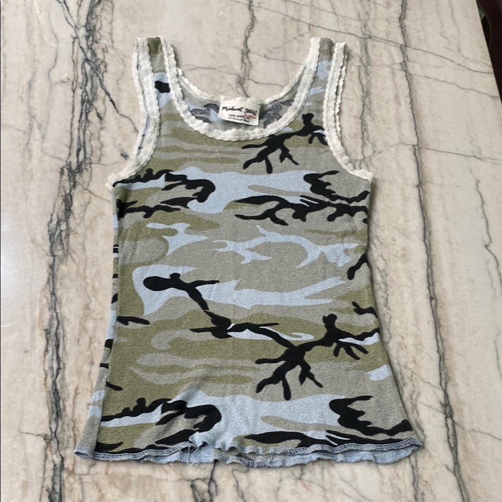 Michael Stars Camo Green and Black Tank Top